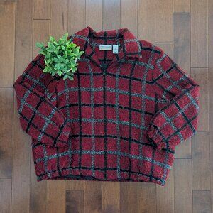 RED PLAID PRINT VINTAGE LIGHTWEIGHT FLANNEL JACKET